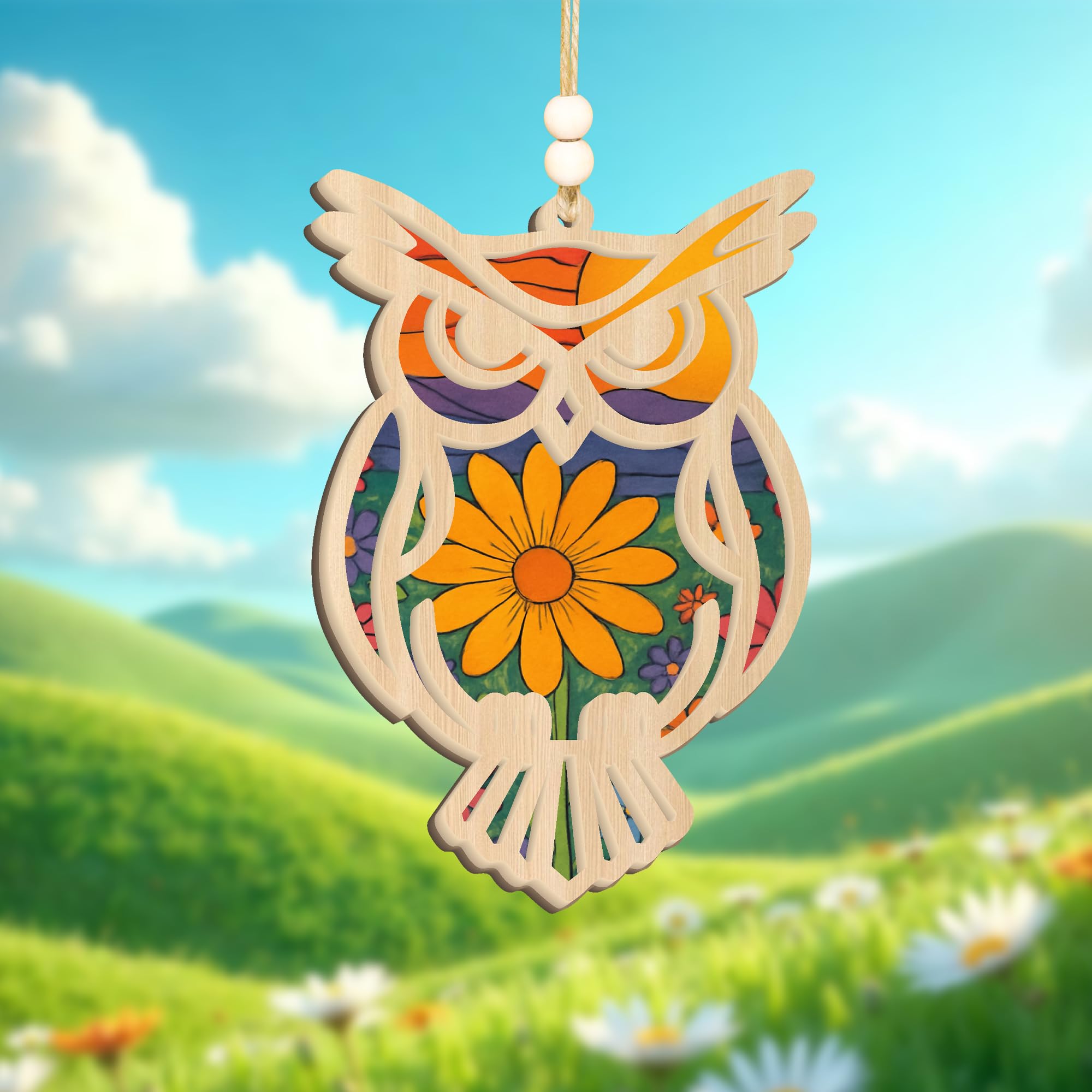 Durable double-layer owl suncatcher ornament for home or classroom