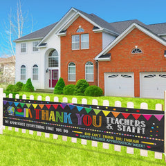 Teacher appreciation yard sign banner with bright pictorial cloth 200x48cm
