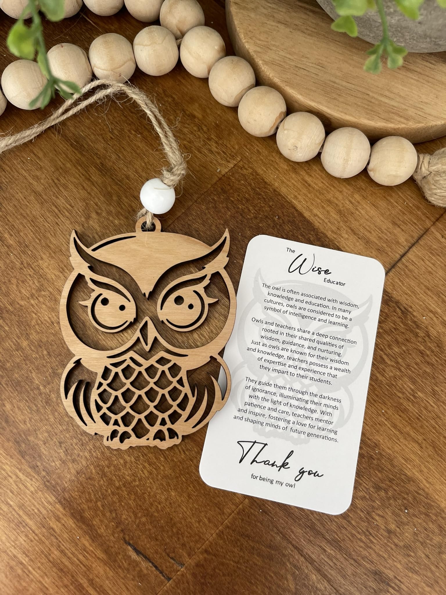 Gift ready owl ornament in cotton pouch