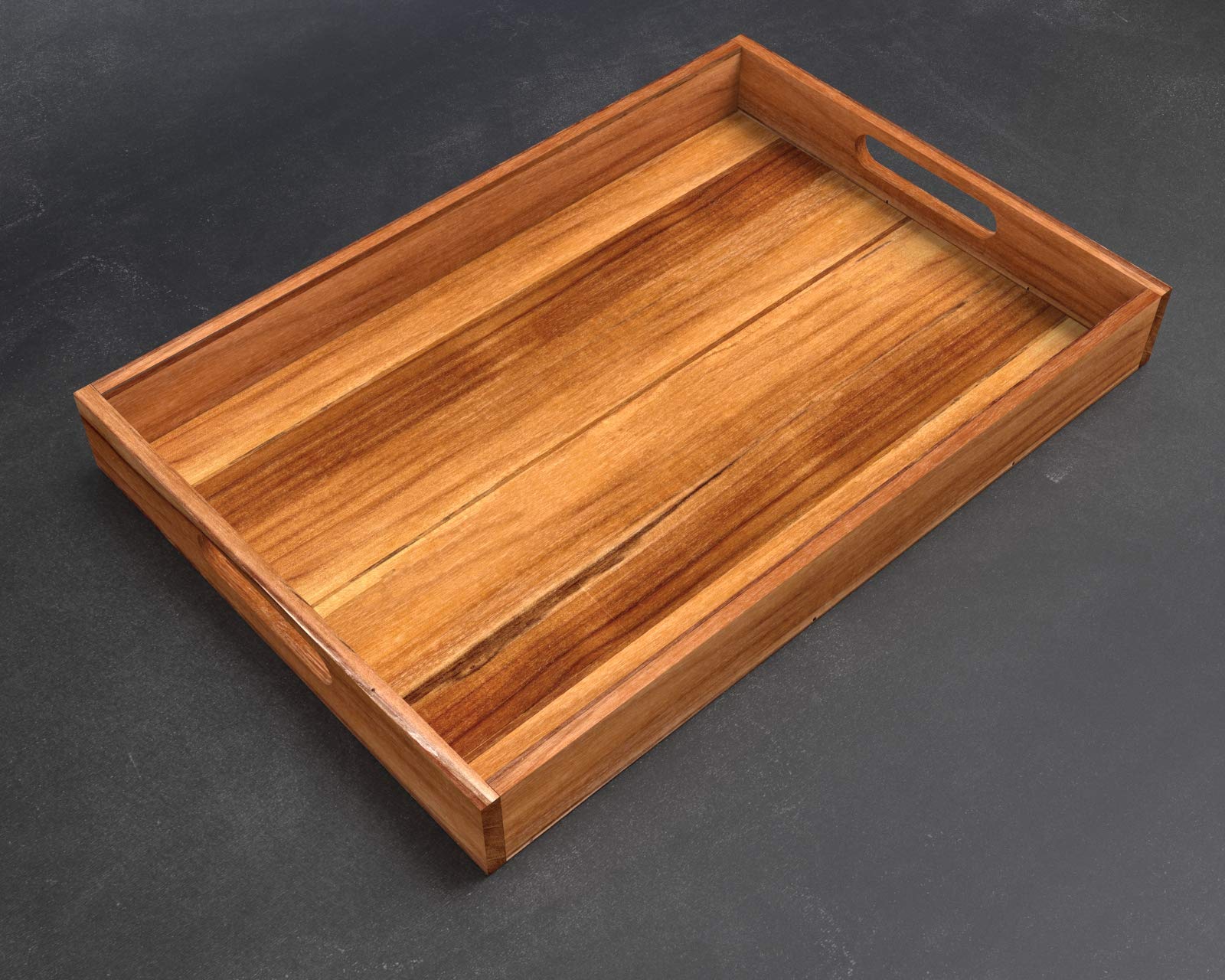Large teak tray with sturdy handles