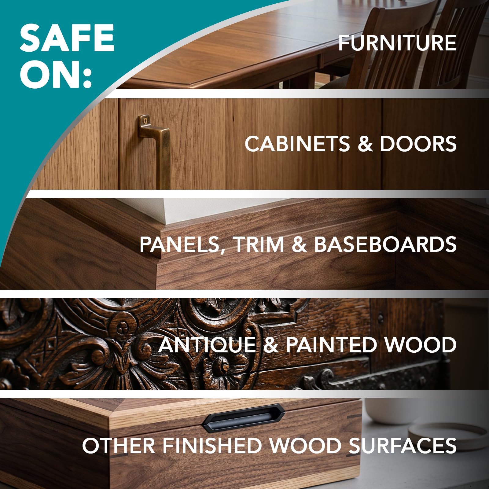 Weiman cabinets and wood furniture cleaner spray on packaging
