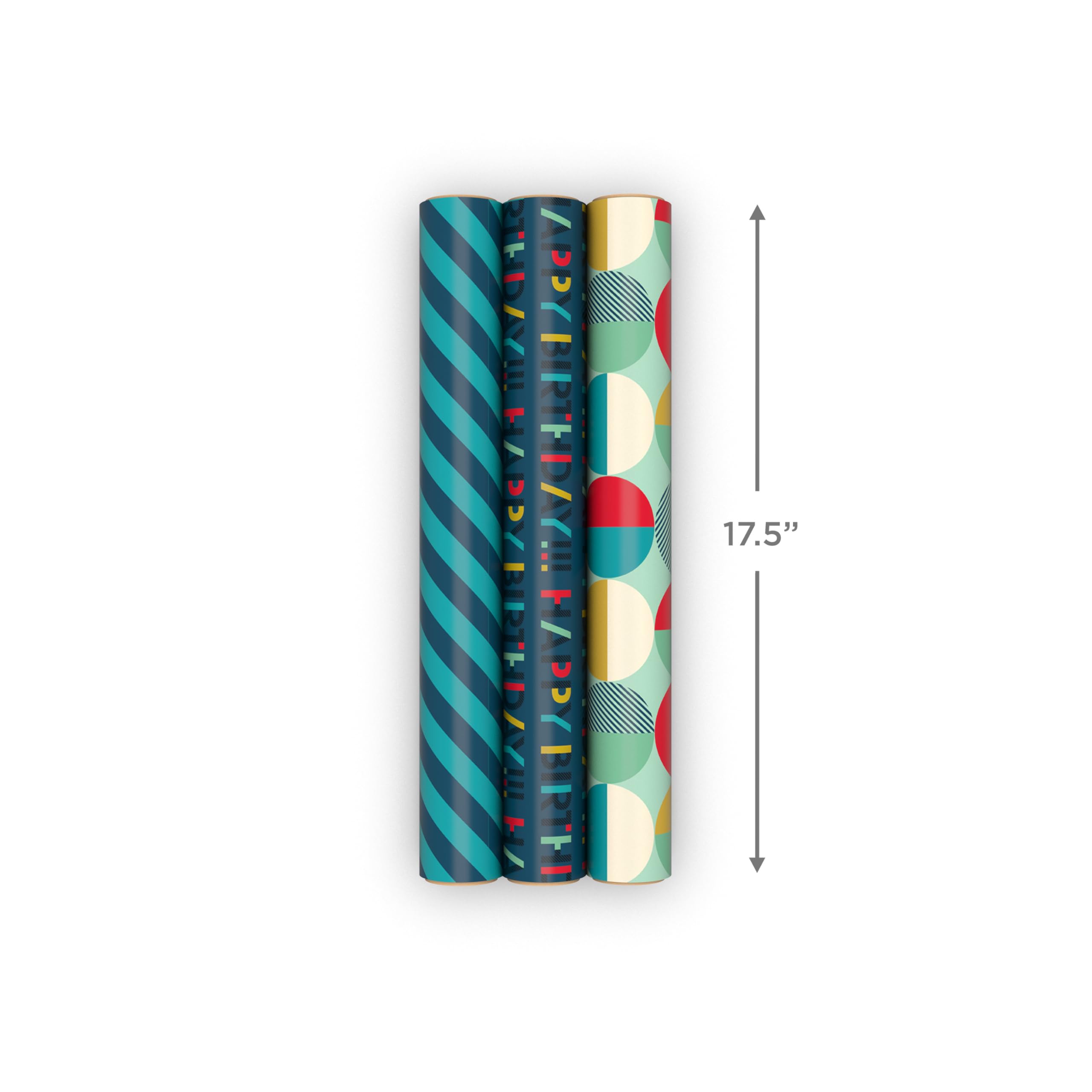 Retro circles red orange mustard teal navy pattern on wrap Hallmark