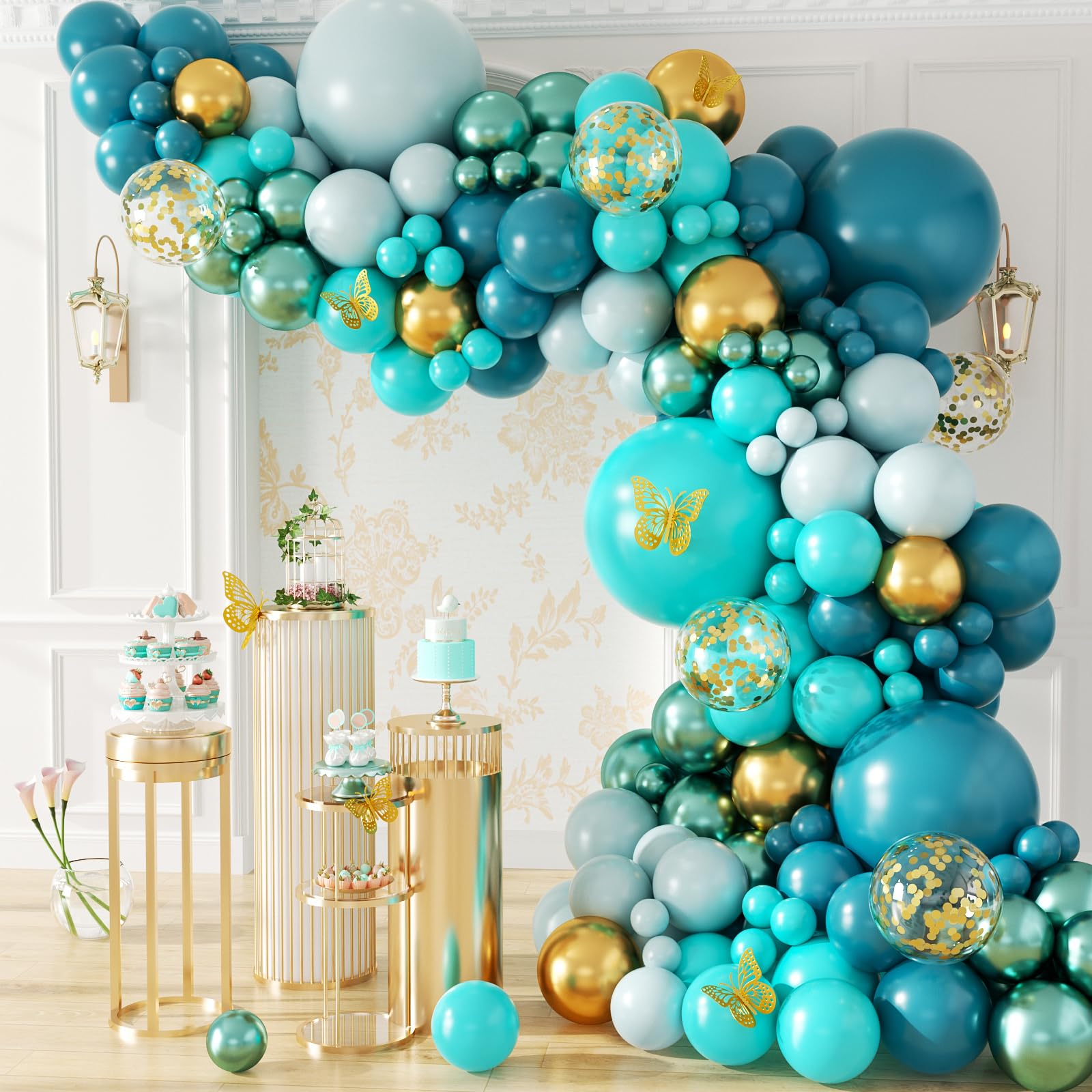 Teal turquoise balloon arch kit components for arch design