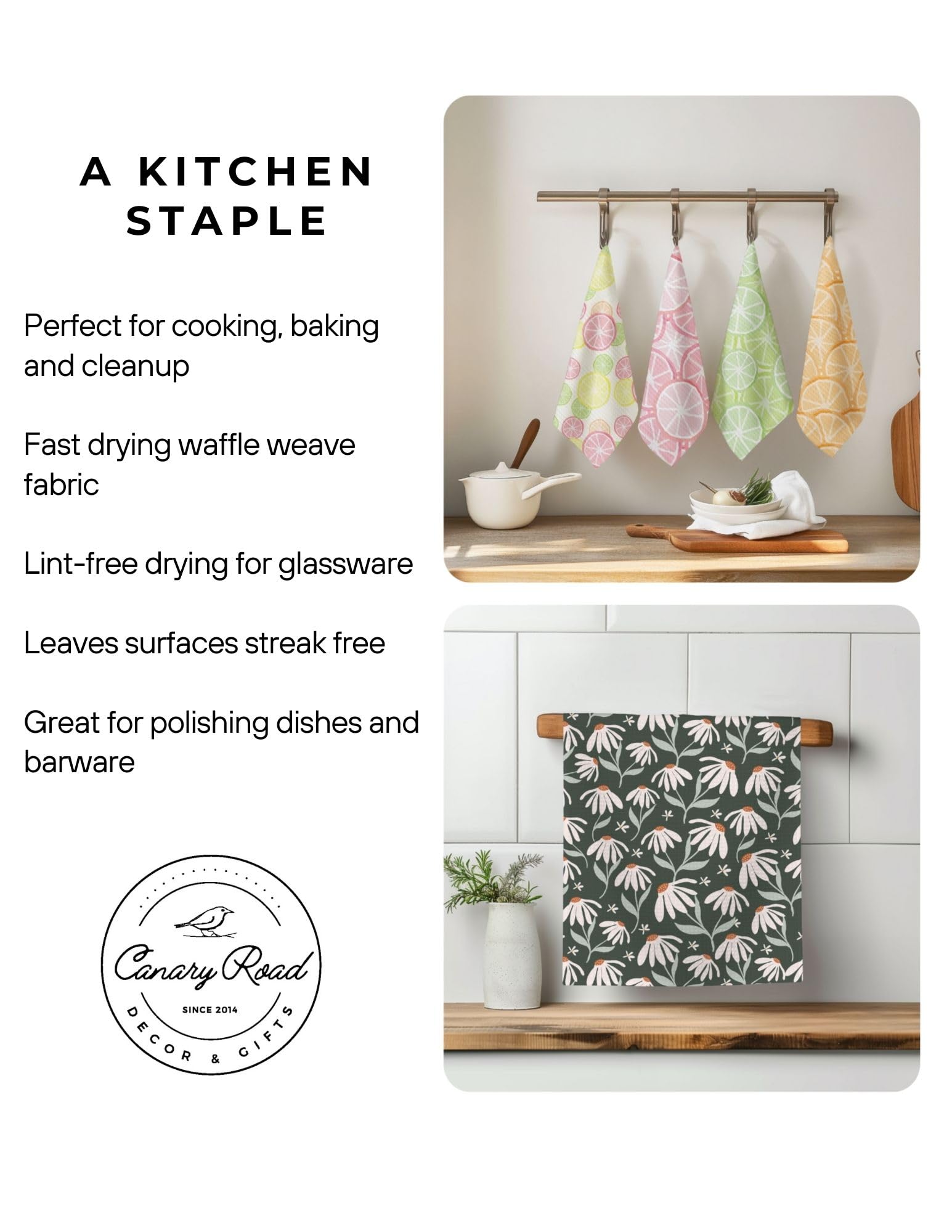 Teal waffle weave kitchen towel for bakers 16x24
