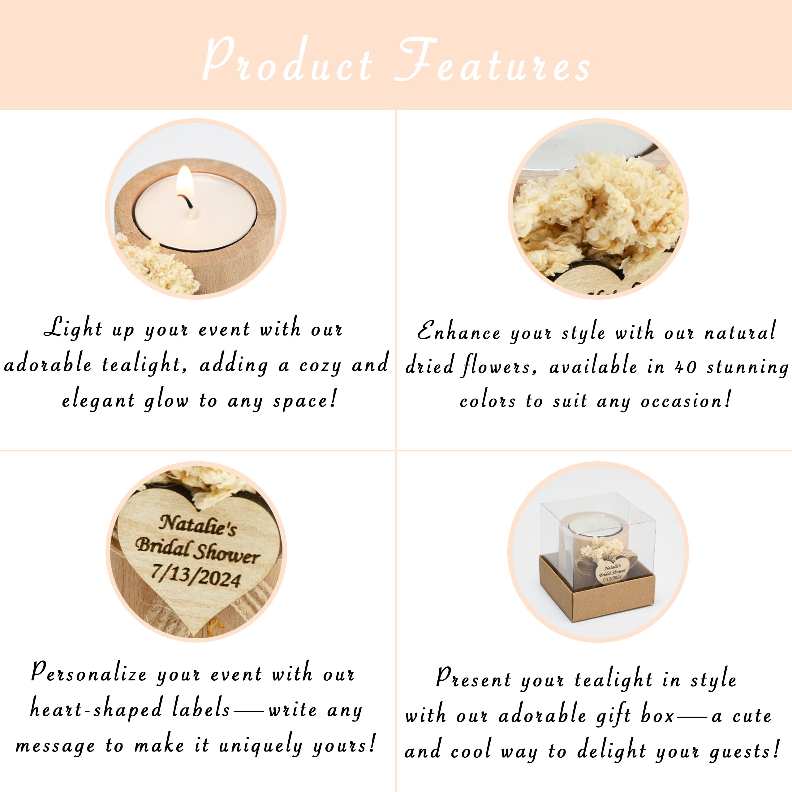 tealight candle included with each wood candle holder