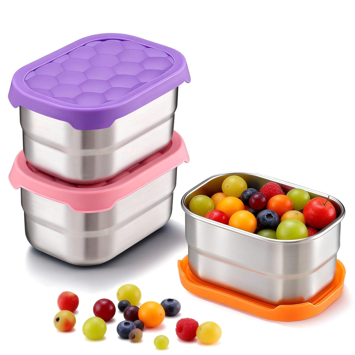 TeamFar 3 pack snack containers kid 8oz stainless steel with lids