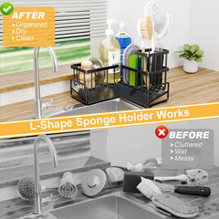 Teamola black metal sponge caddy with brush holder