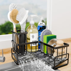 Teamola L-Shaped Sponge Holder in black for kitchen sink