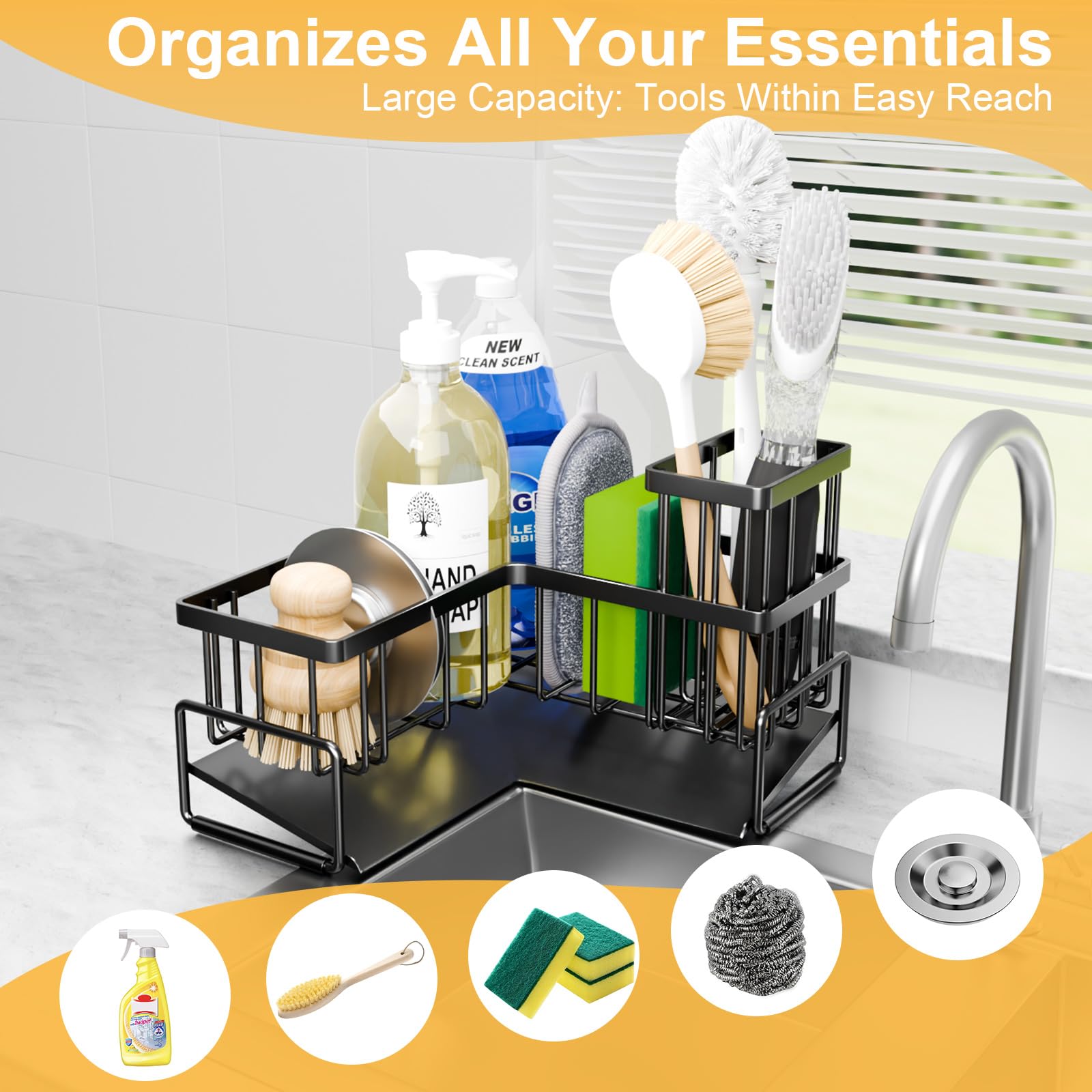 Teamola metal kitchen organizer with multiple compartments