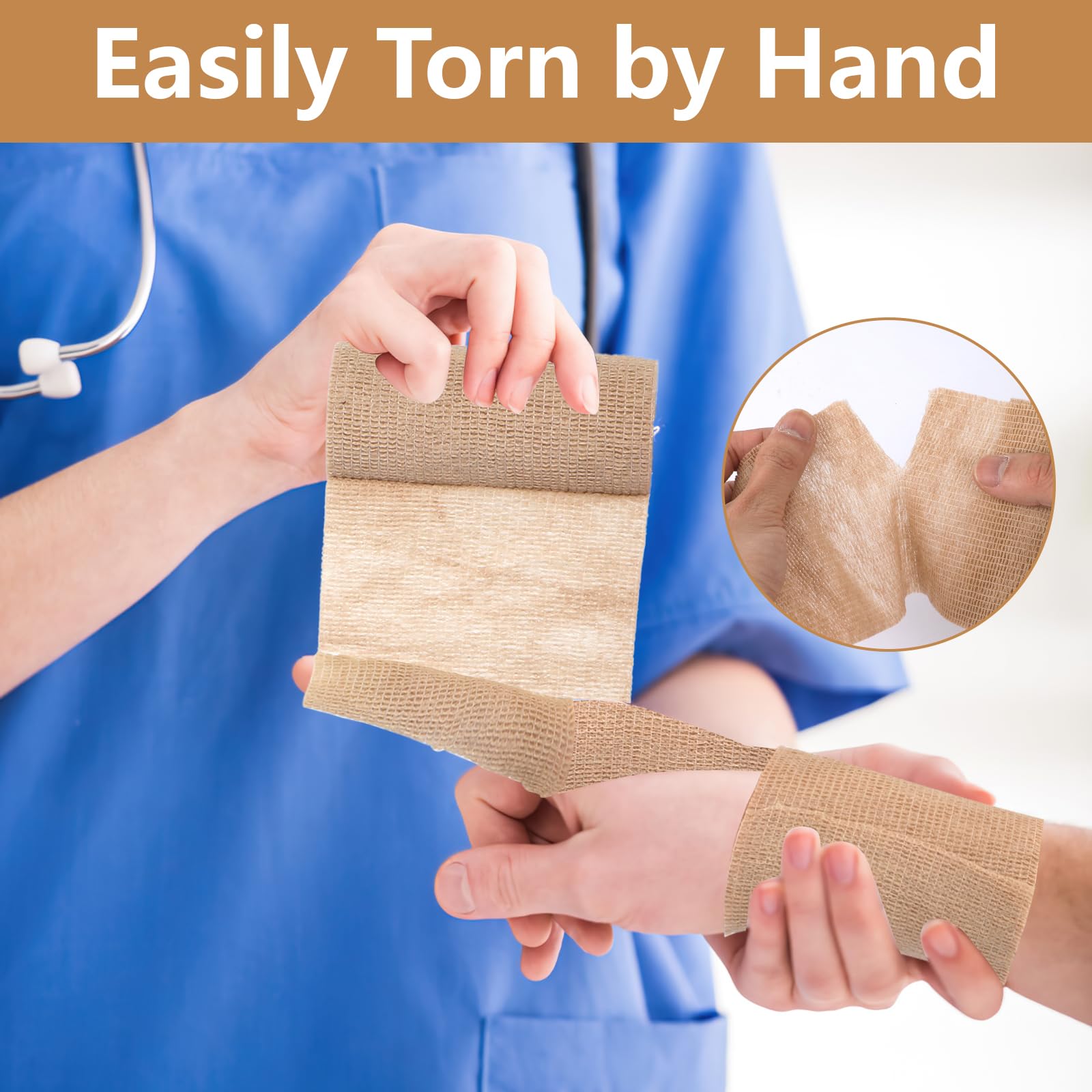 Tear by hand bandage wrap ready for quick use