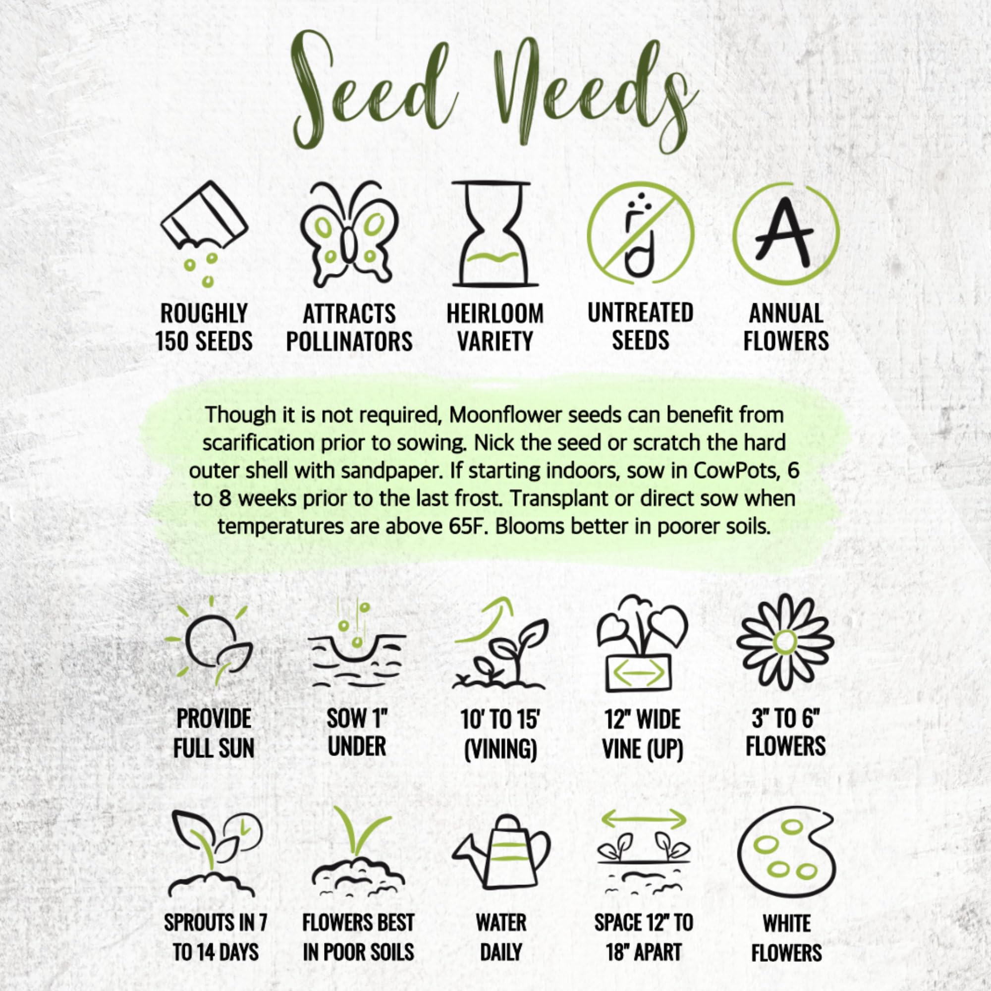 Tear resistant moisture resistant Moonflower seed packaging