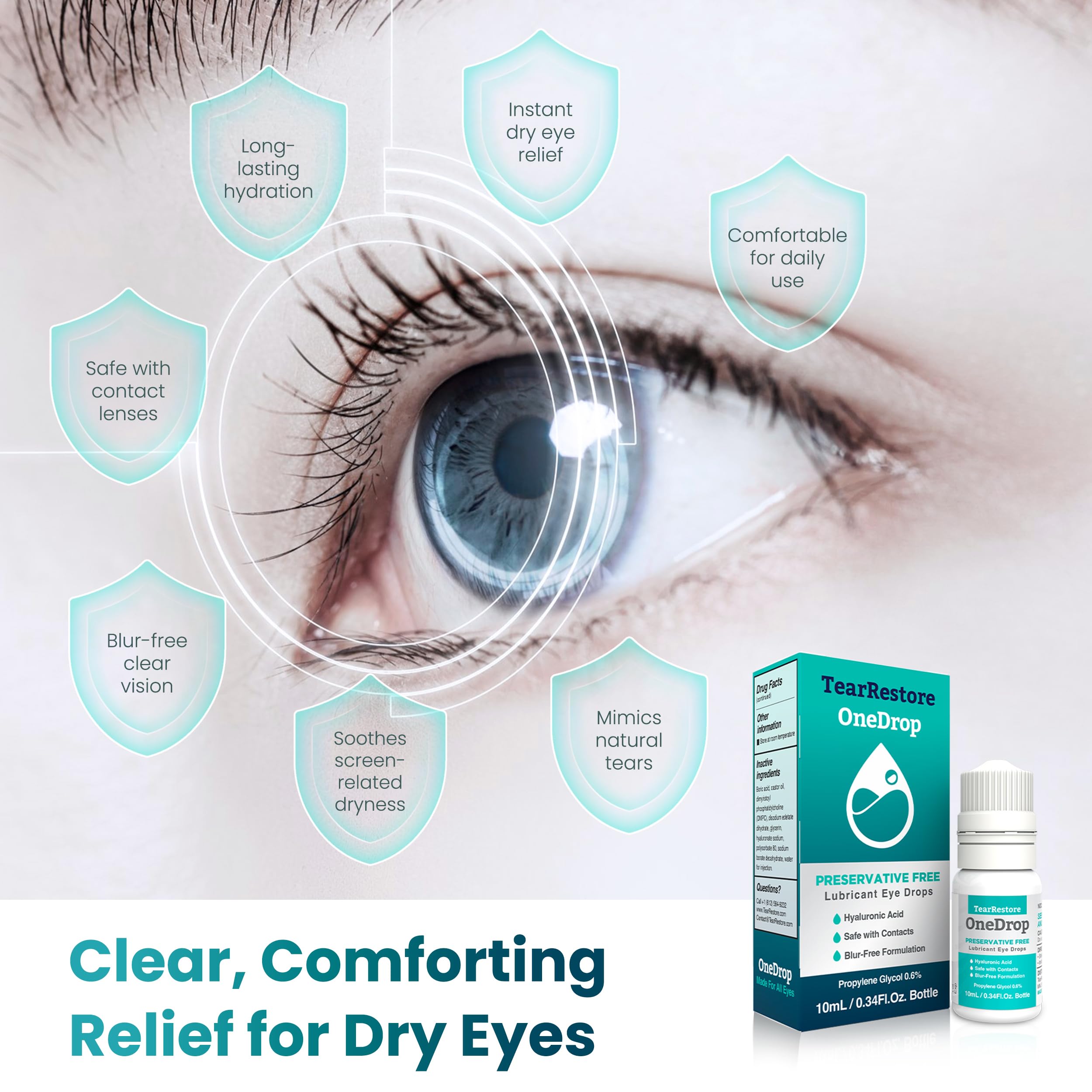 Sodium hyaluronate and minerals in TearRestore OneDrop eye drops