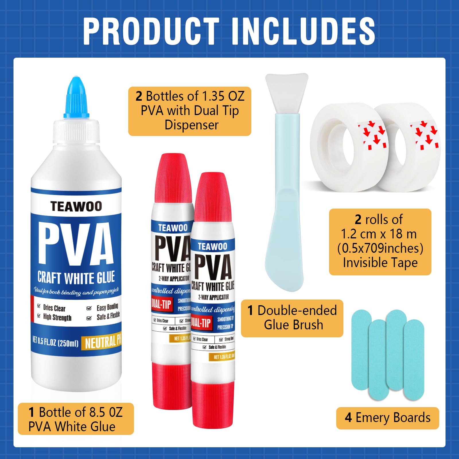 TEAWOO archival acid-free PVA adhesive 8-5oz for books