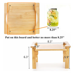 Bamboo beverage dispenser base designed for 6-8 inch diameter jugs