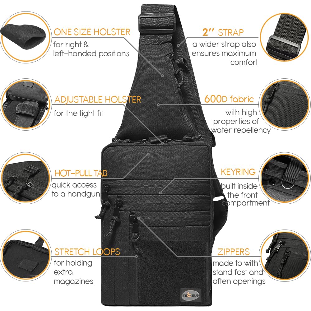 Close-up of durable 600D polyester material on TECEUM bag