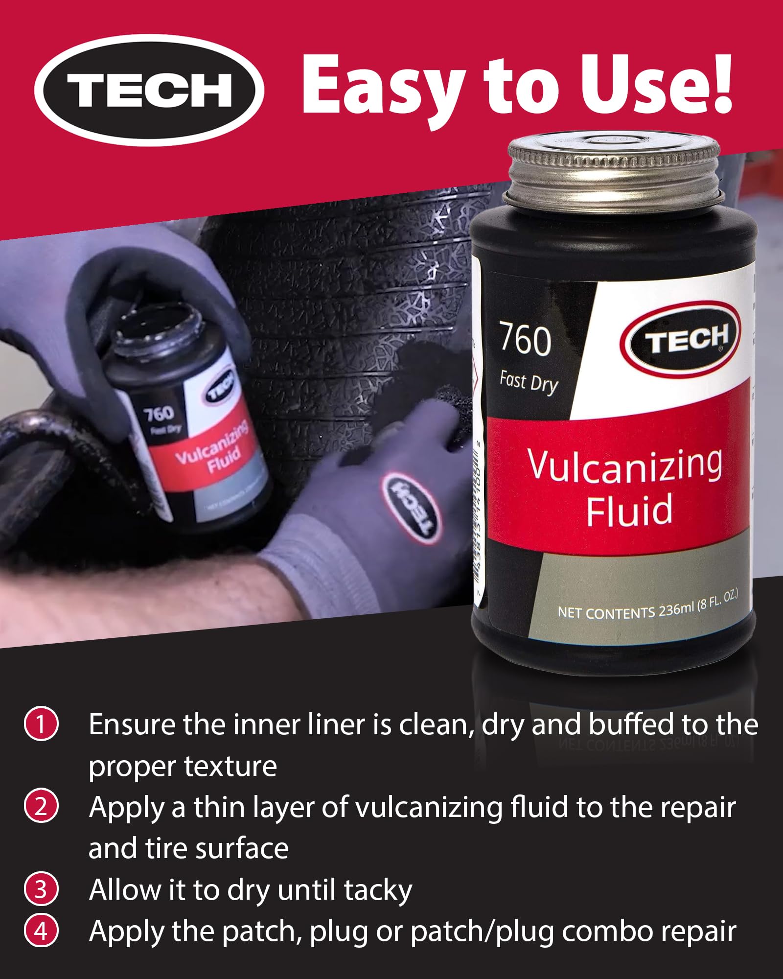 Professional tire repair cement for maintenance tasks