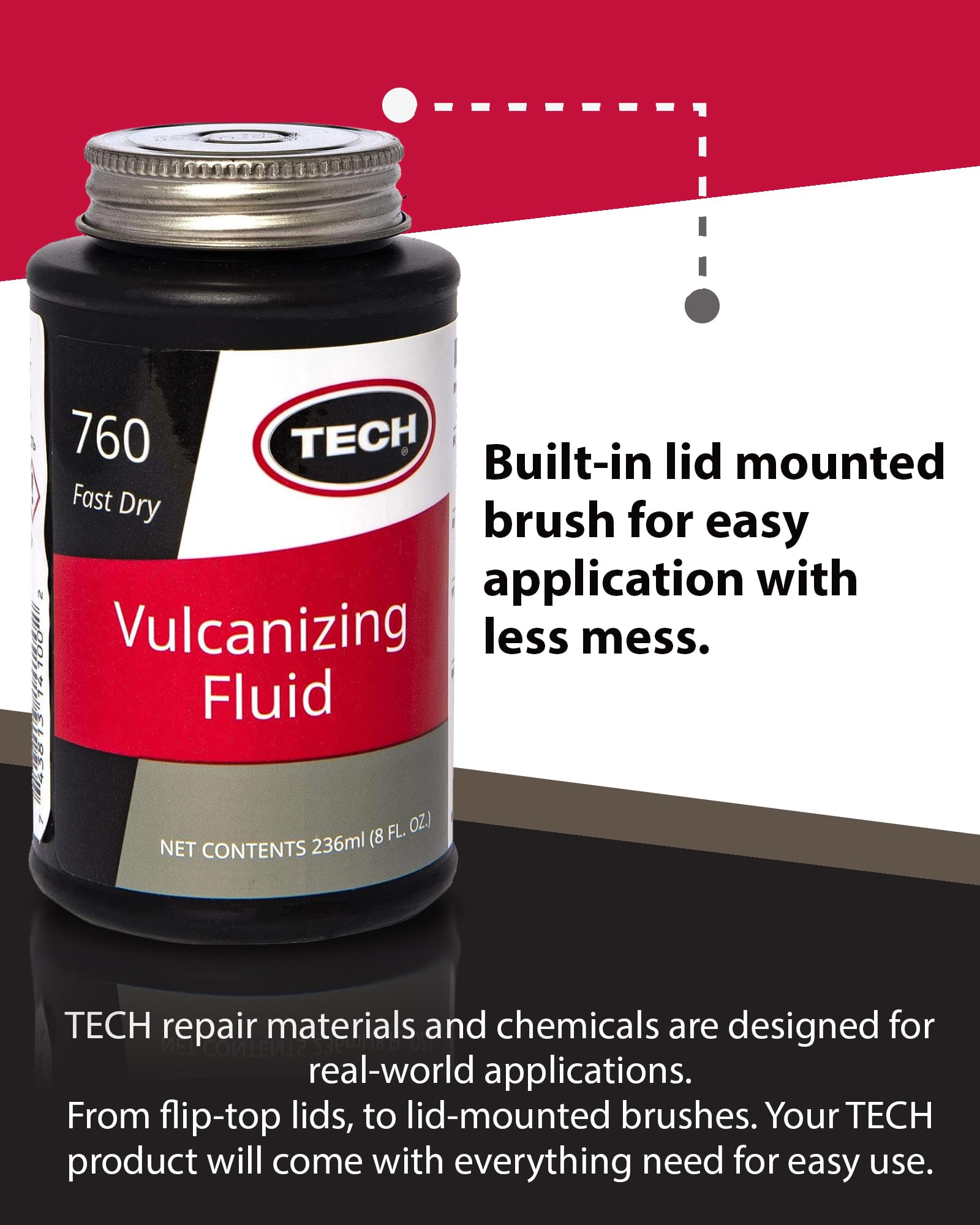 Compatibility with TECH gray cushion gums and patch kits