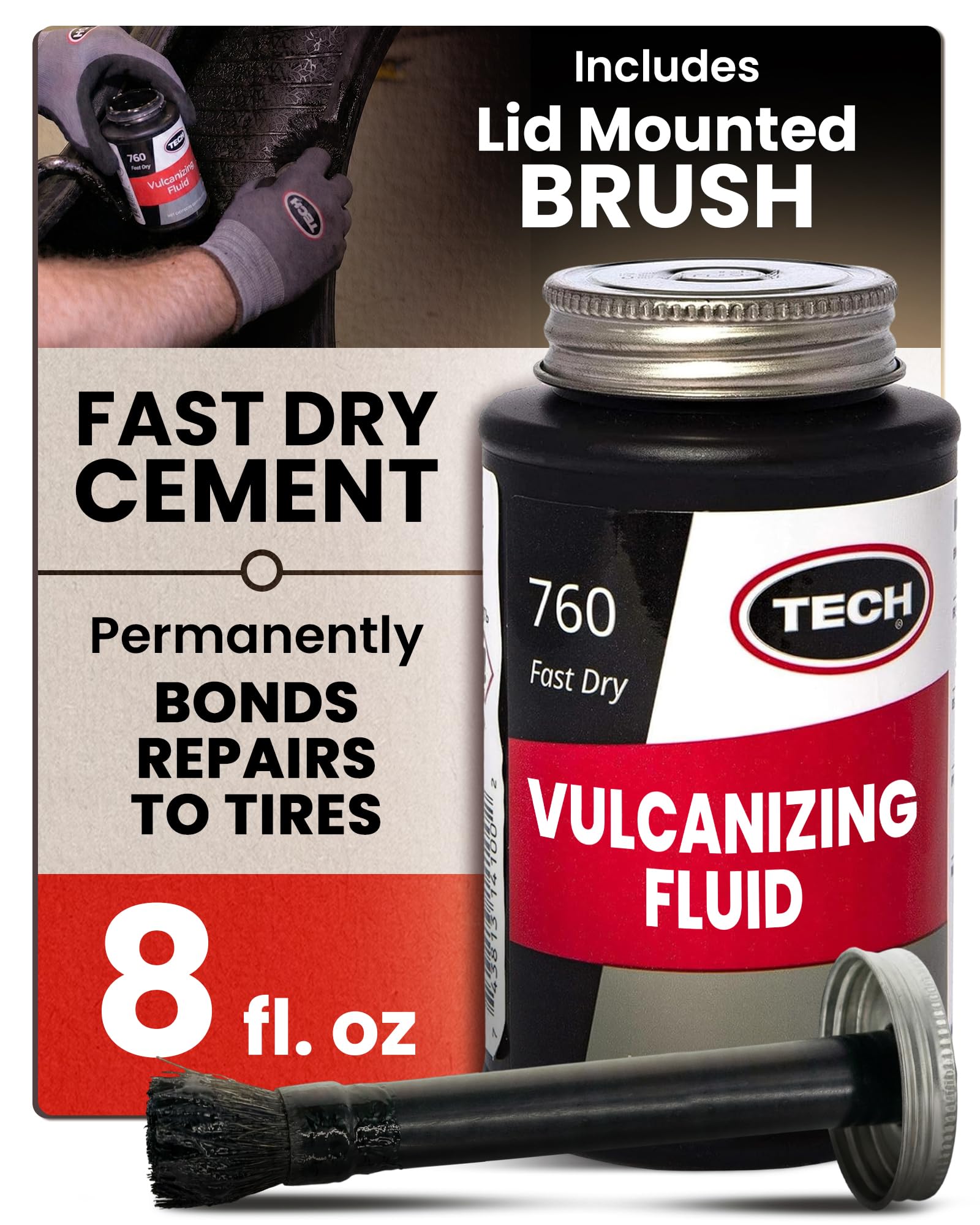 Packaging image for TECH Vulcanizing Cement Tire Repair 8 oz kit