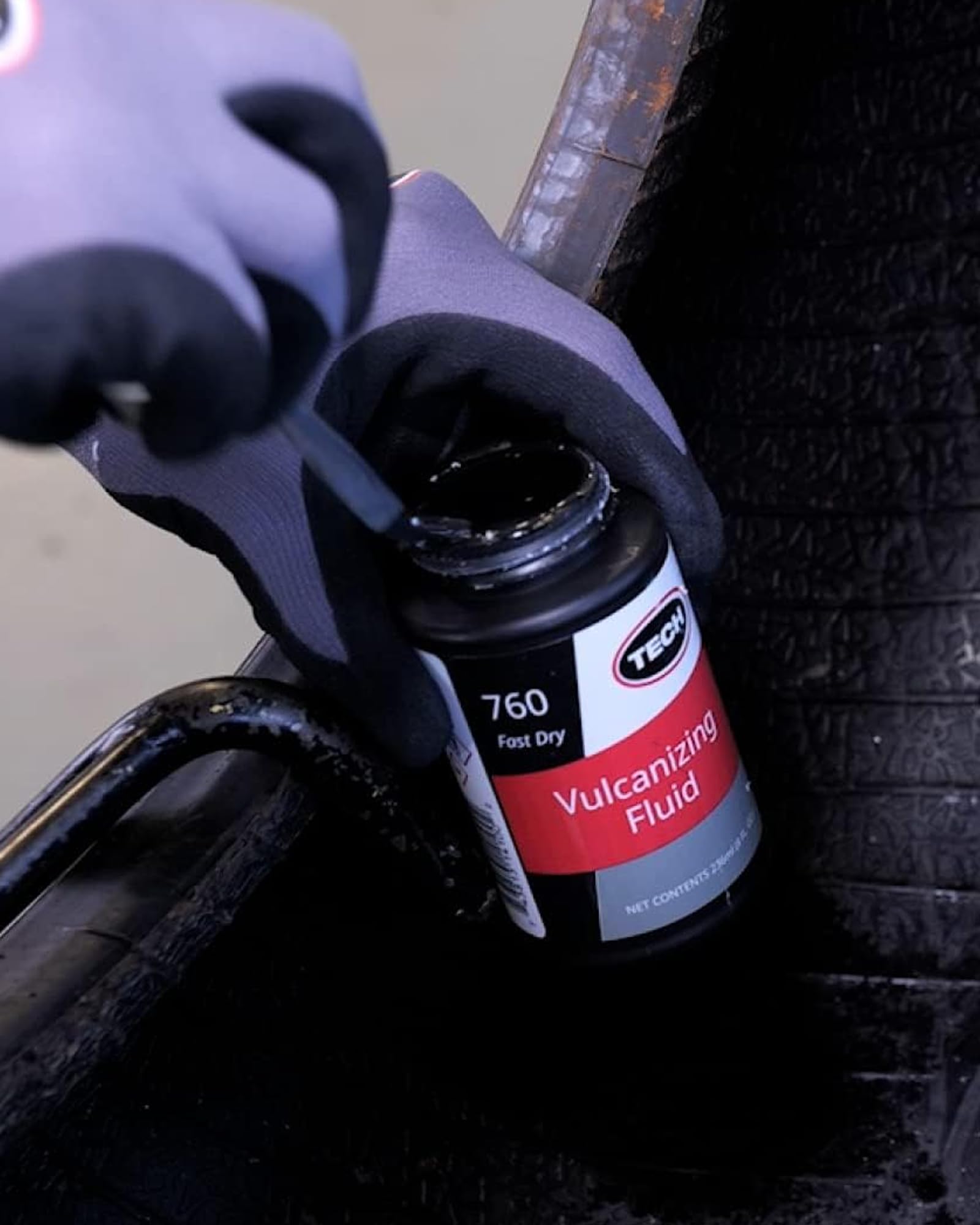 Tire repair cement used with patches and plugs