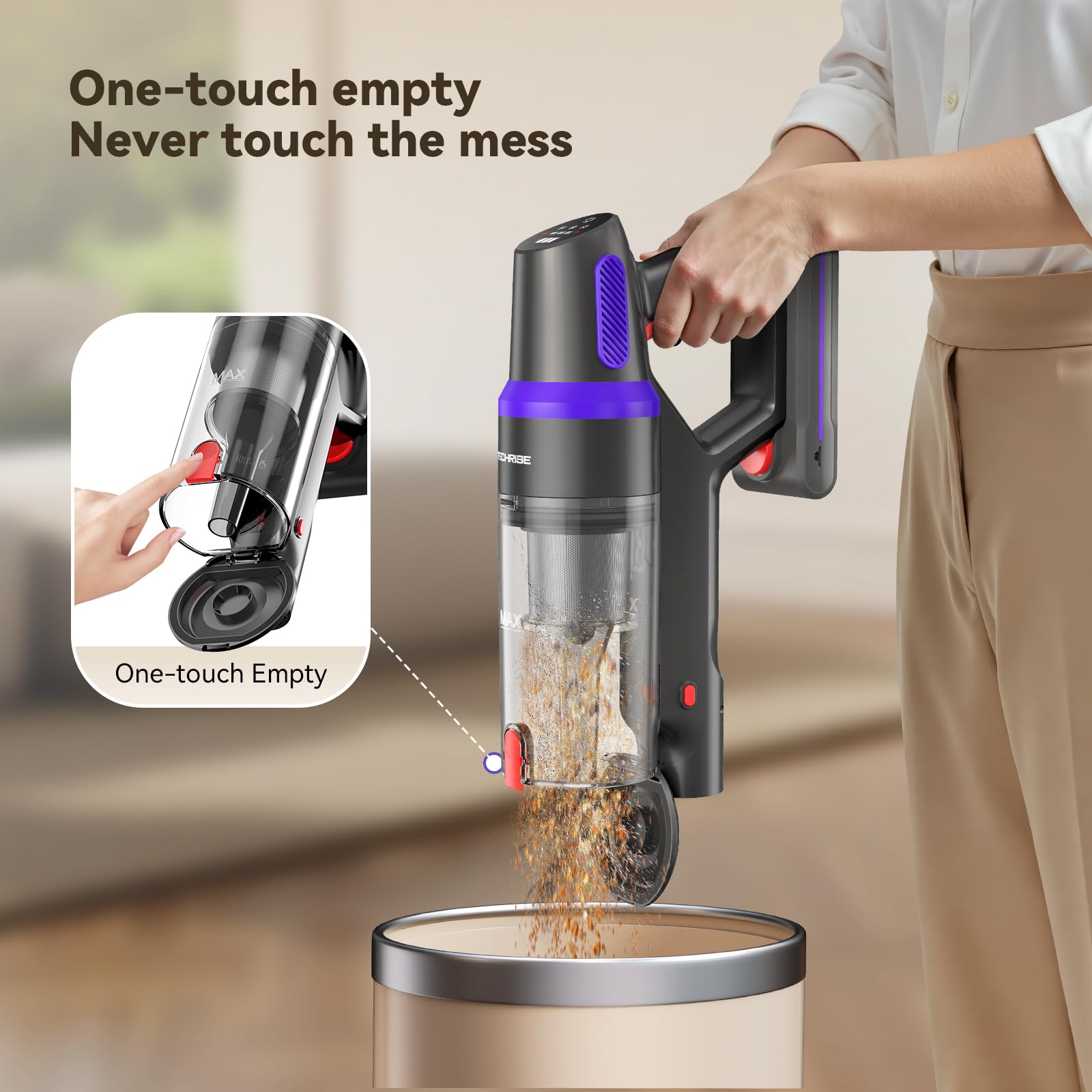 Brushless motor delivers strong suction on TechRise cordless vacuum