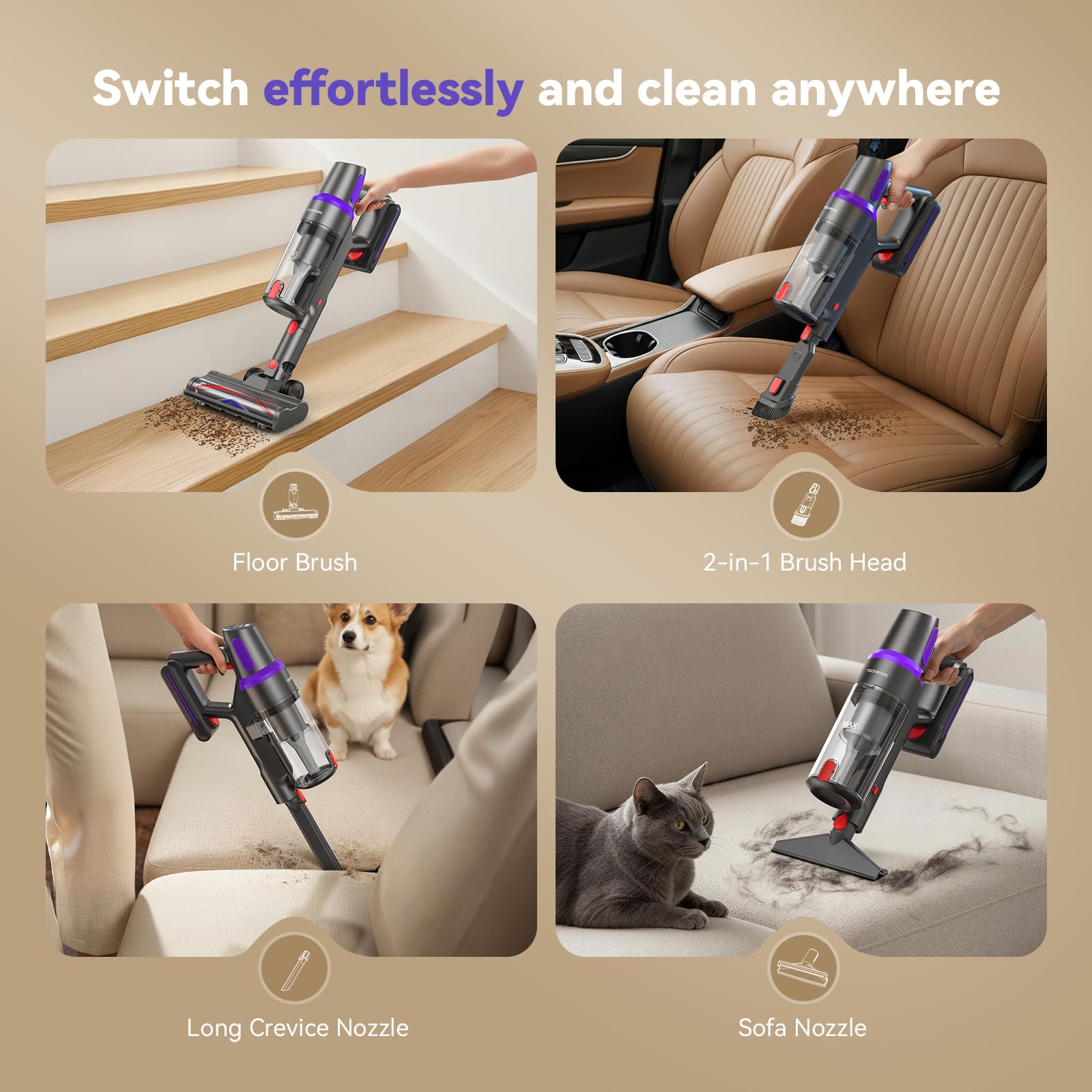 One-button emptying and lightweight build of TechRise vacuum