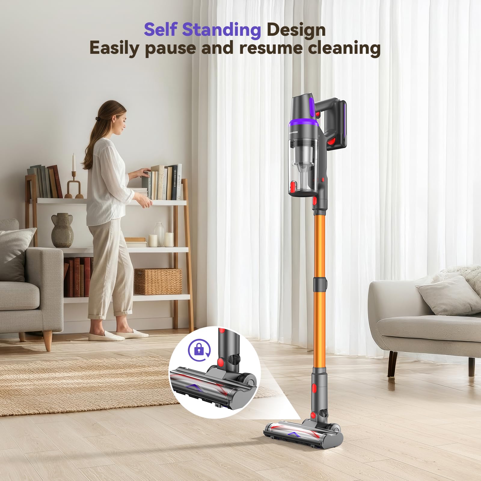 Pet hair cleaning with TechRise cordless vacuum