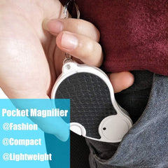 Folding handheld magnifier with leather style grip