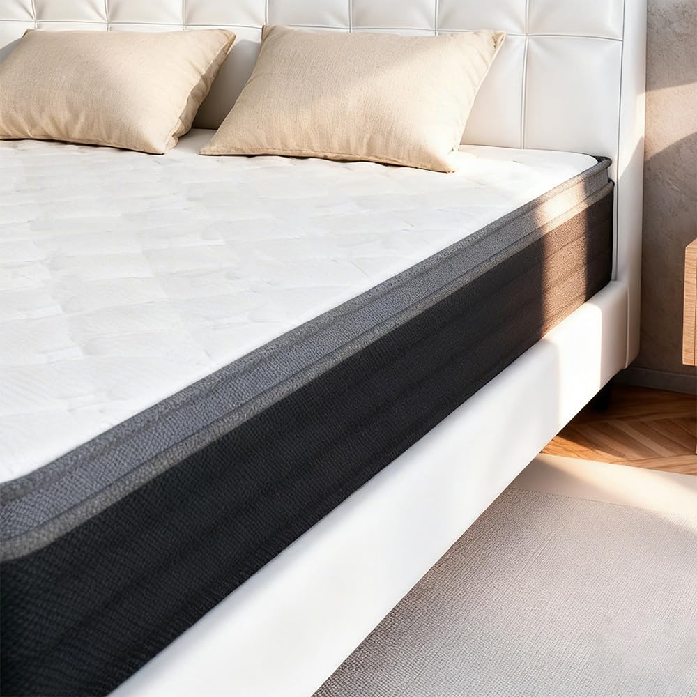 Techtic knitted fabric cover on queen hybrid mattress