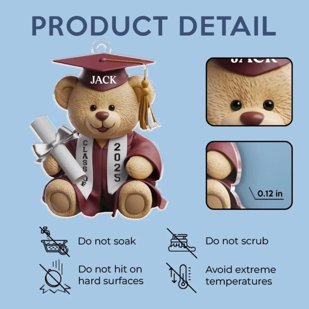 Teddy bear graduation ornament suitable for siblings and family