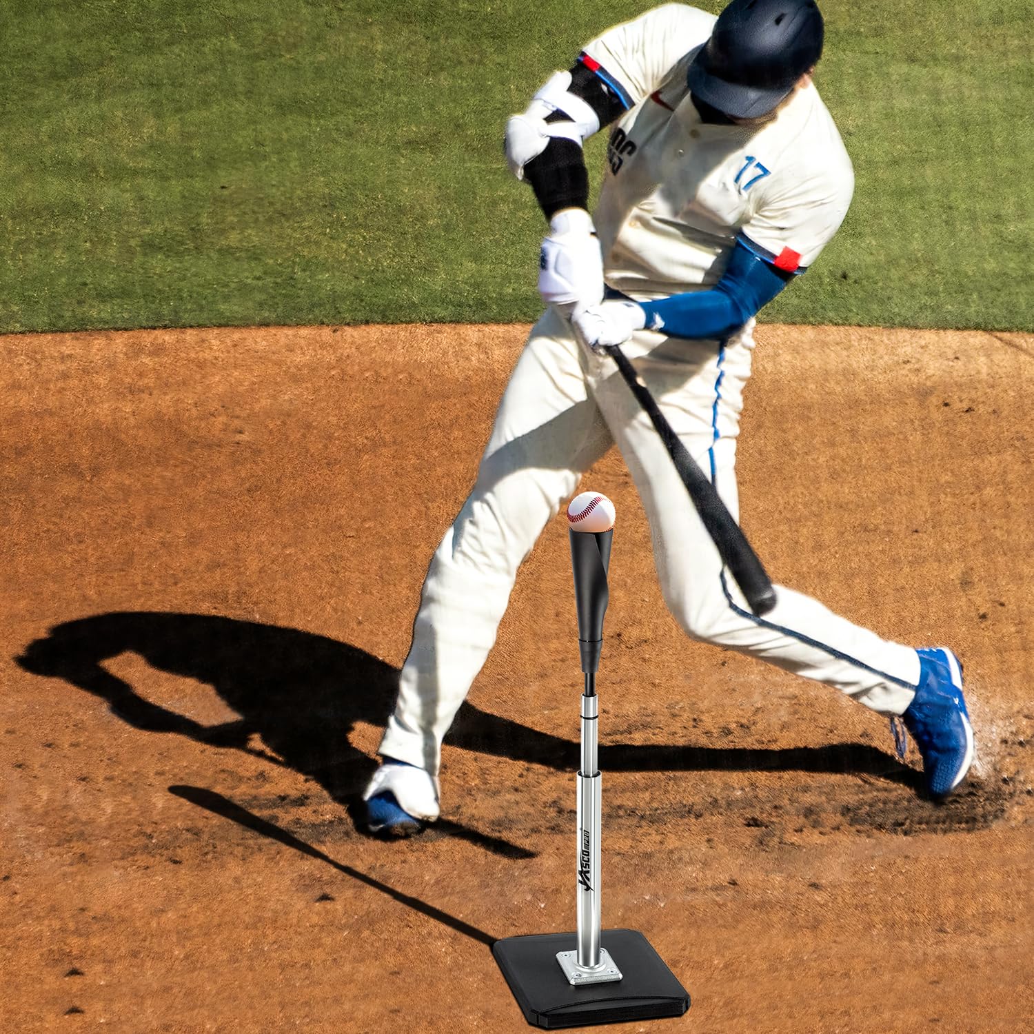 Indoor and outdoor use portable batting tee in practice setup