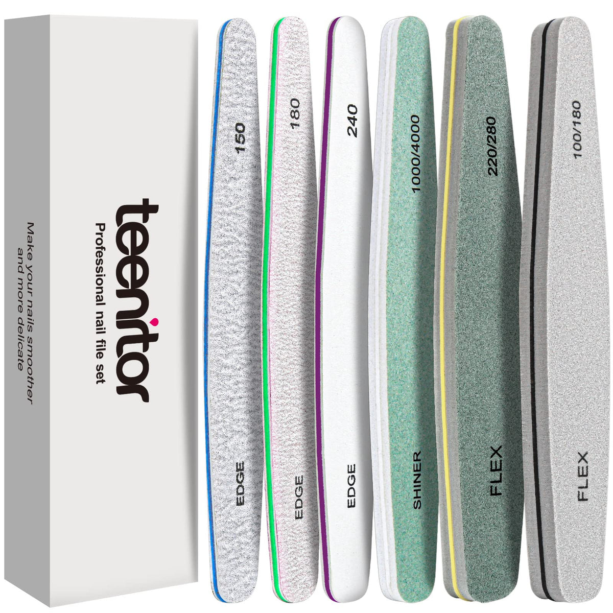 Teenitor nail file nail buffer 6 piece set front view
