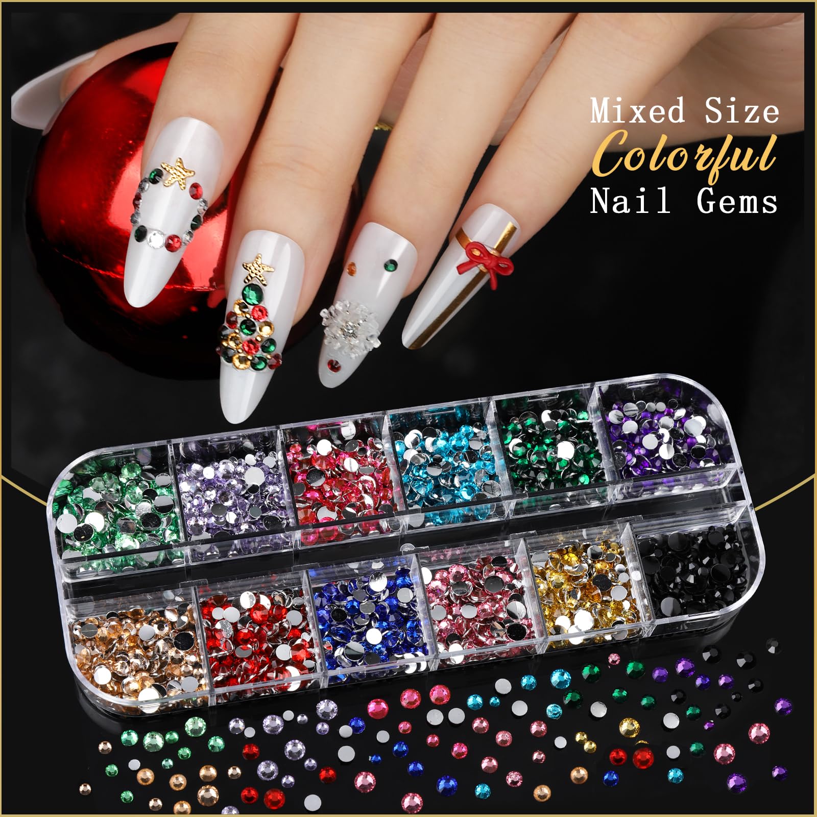 8 boxes of Teentior nail charms and gems packaging