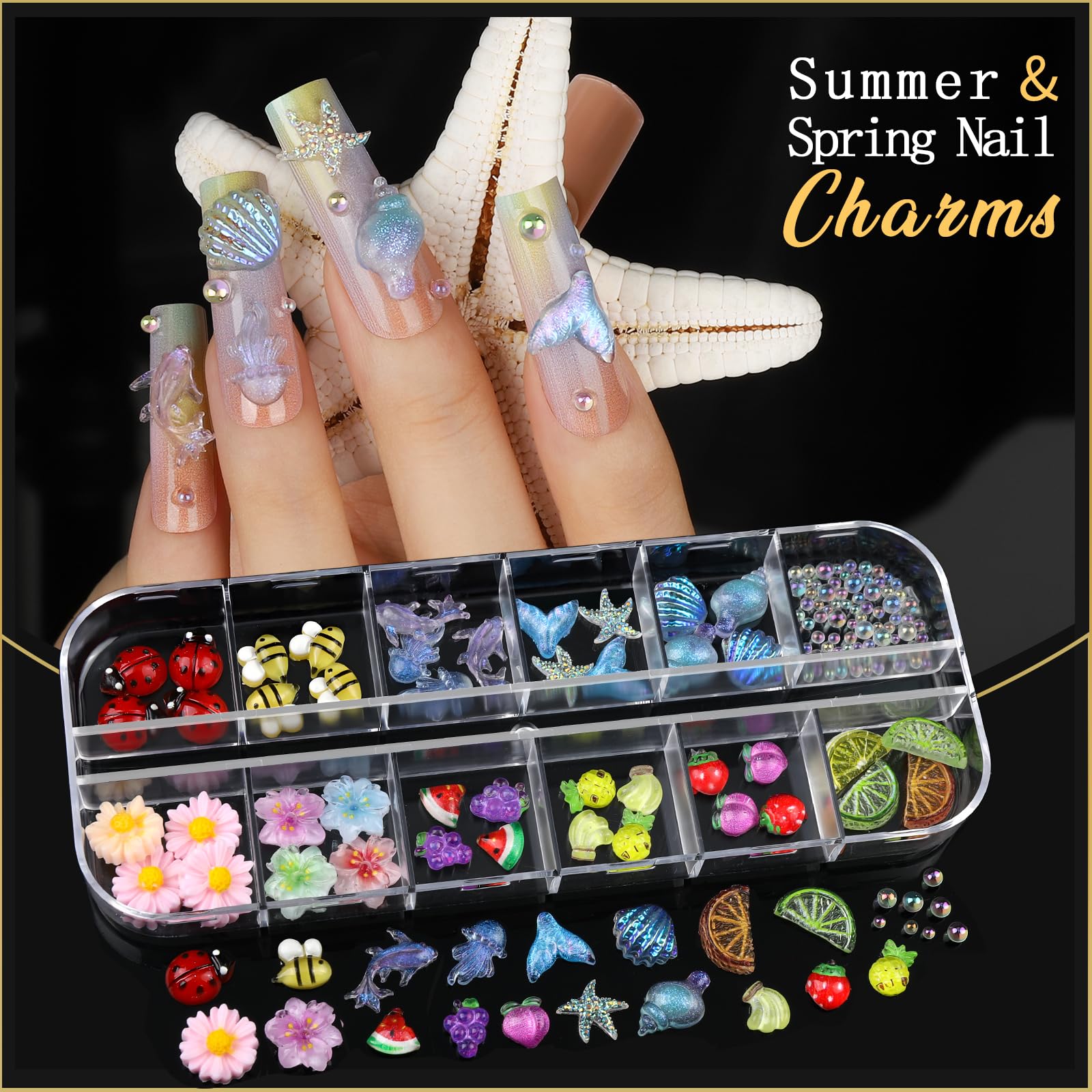 Sea fruit charms and gems in Teentior kit