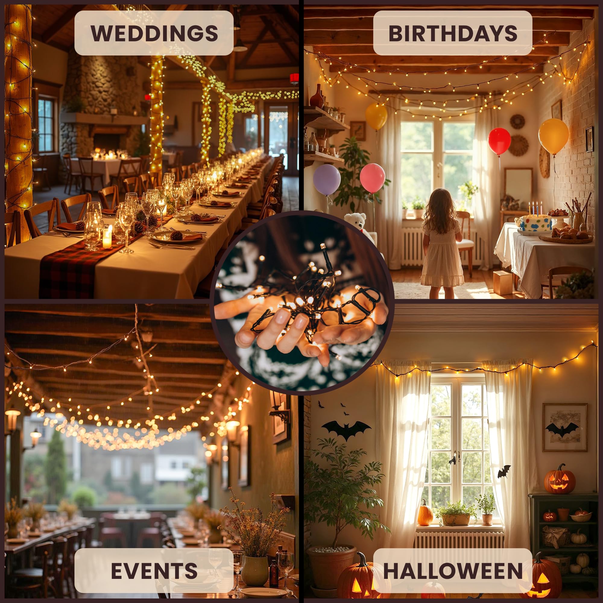 Indoor decor use Teeny Lights 50Ct Brown lighting