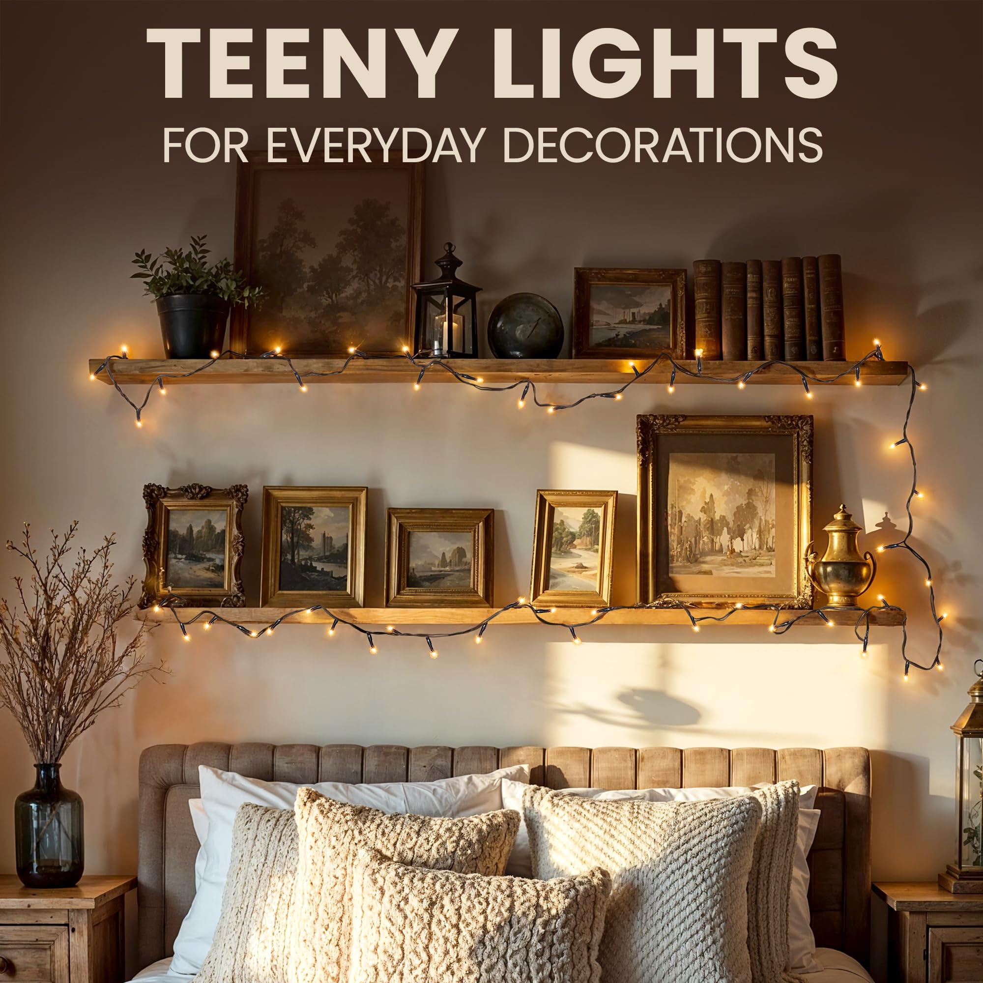 Mini trees garlands lit by Teeny Lights 50Ct Brown