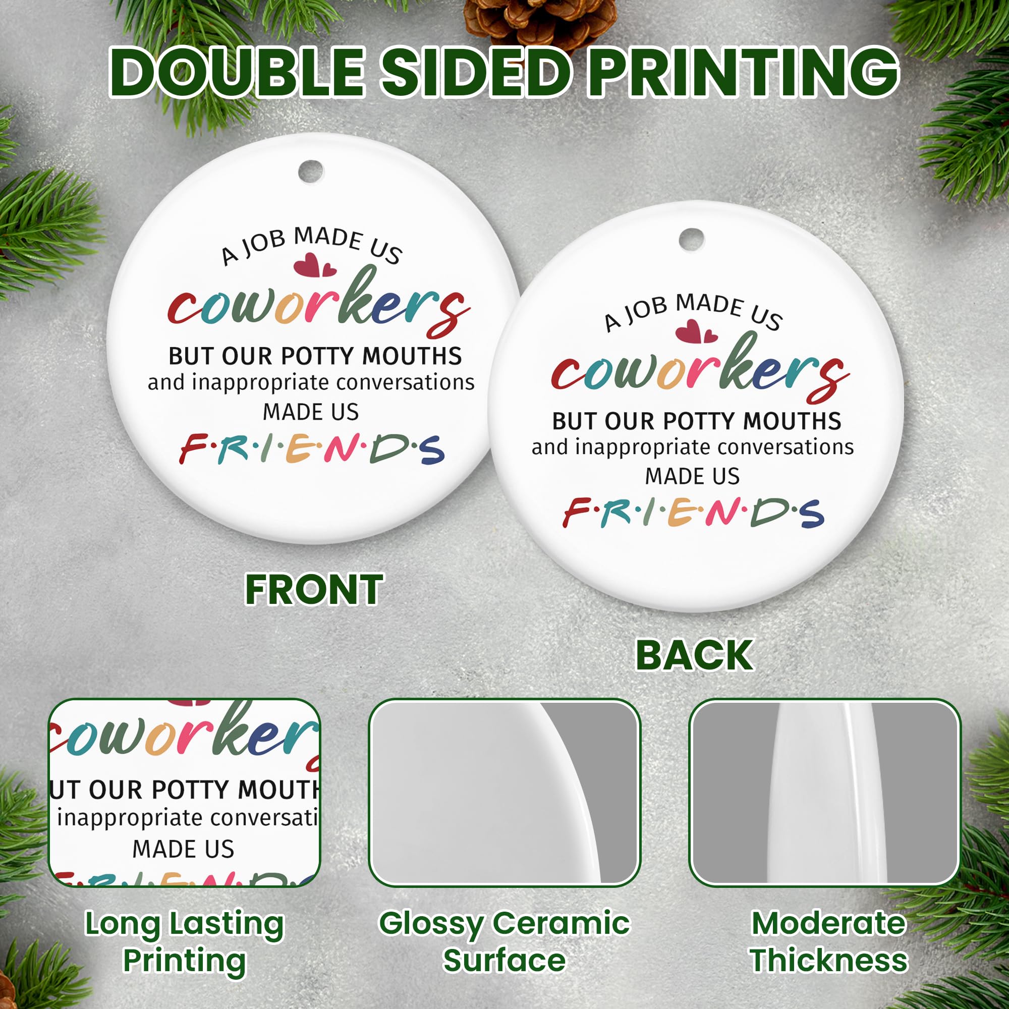 TEEZWONDER Christmas tree ornament coworkers friends decor