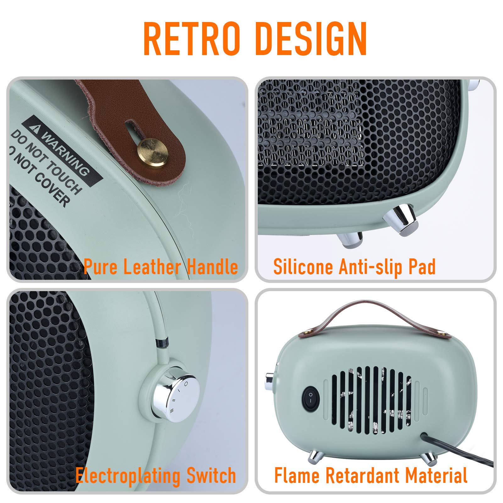 Green Teioe mini electric space heater packaging