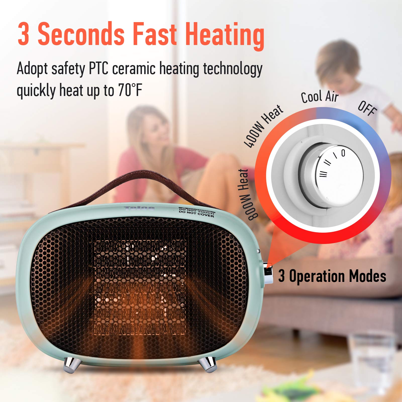 PTC ceramic heater Teioe close up