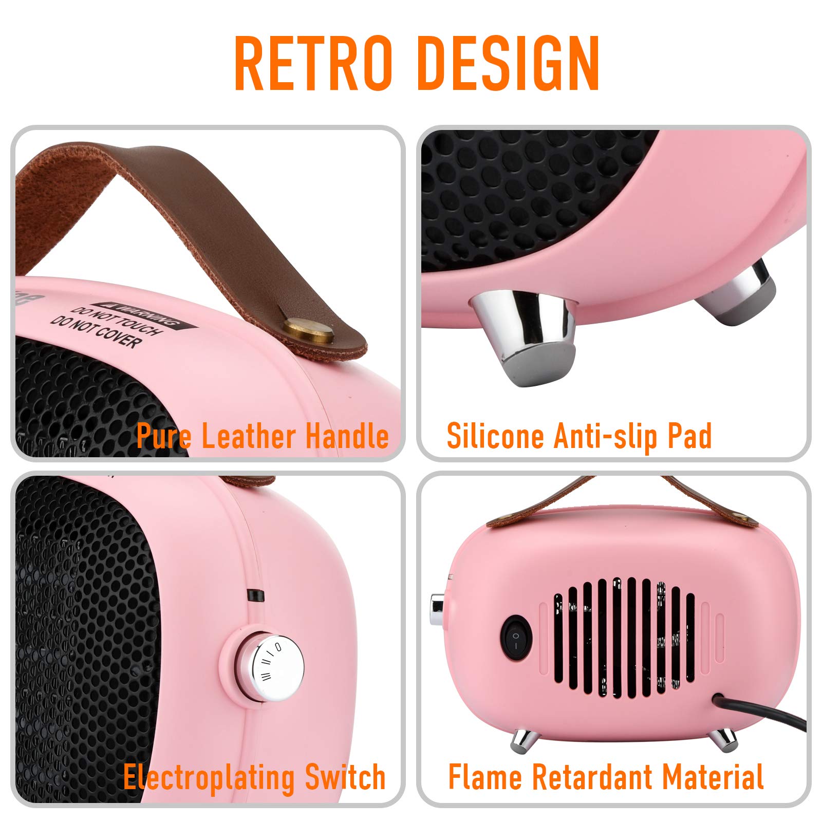 Teioe mini retro space heater compact design