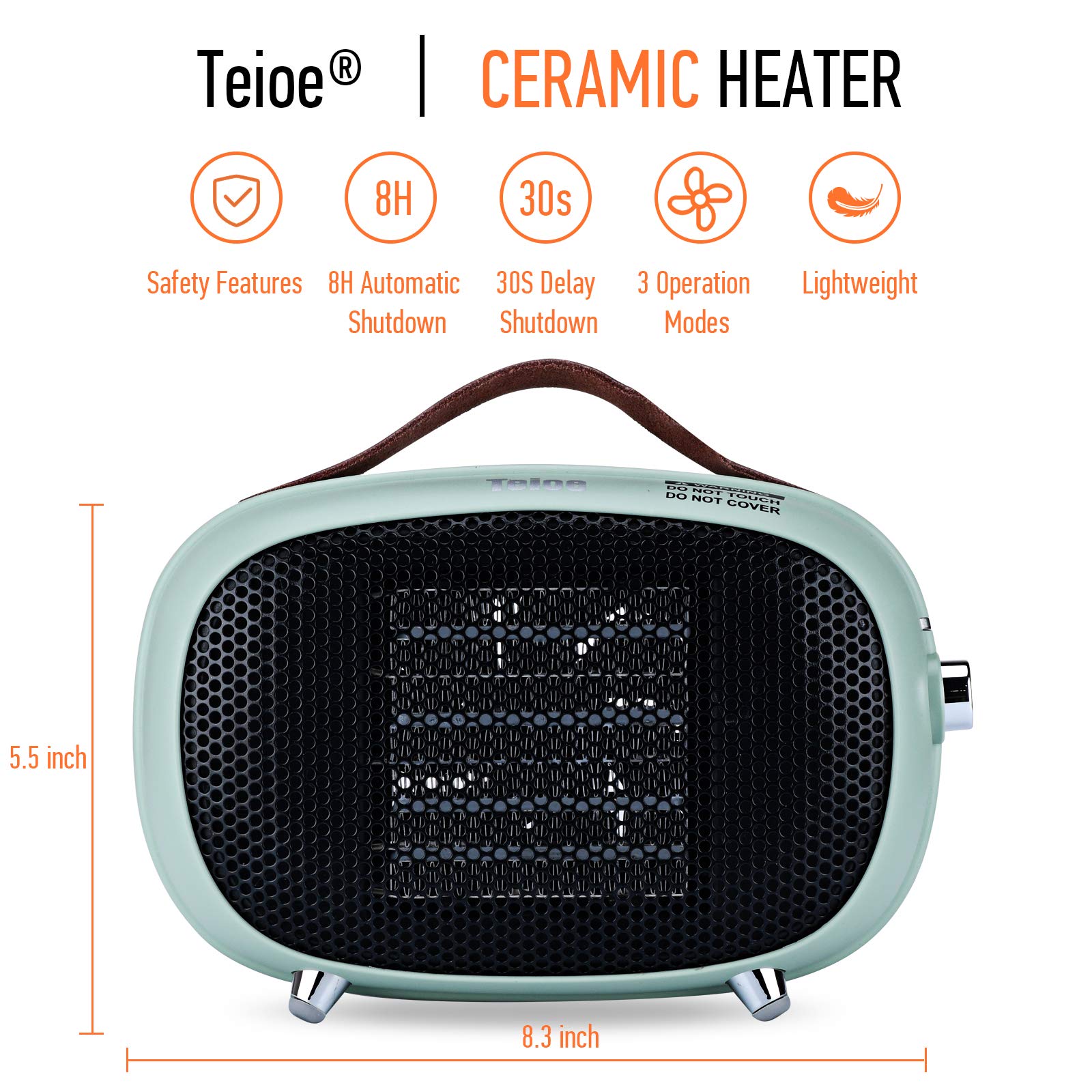 Teioe space heater 800W 400W controls close up