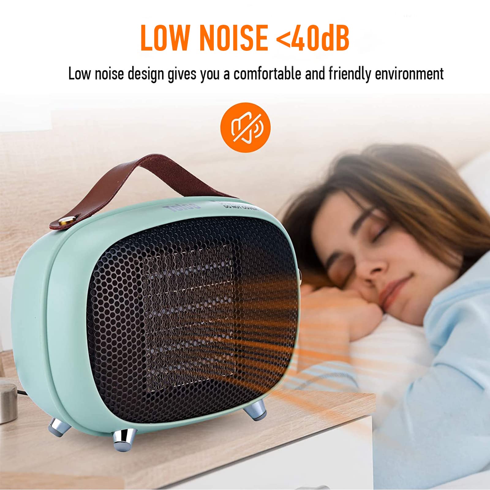 Quiet operation Teioe mini heater under desk