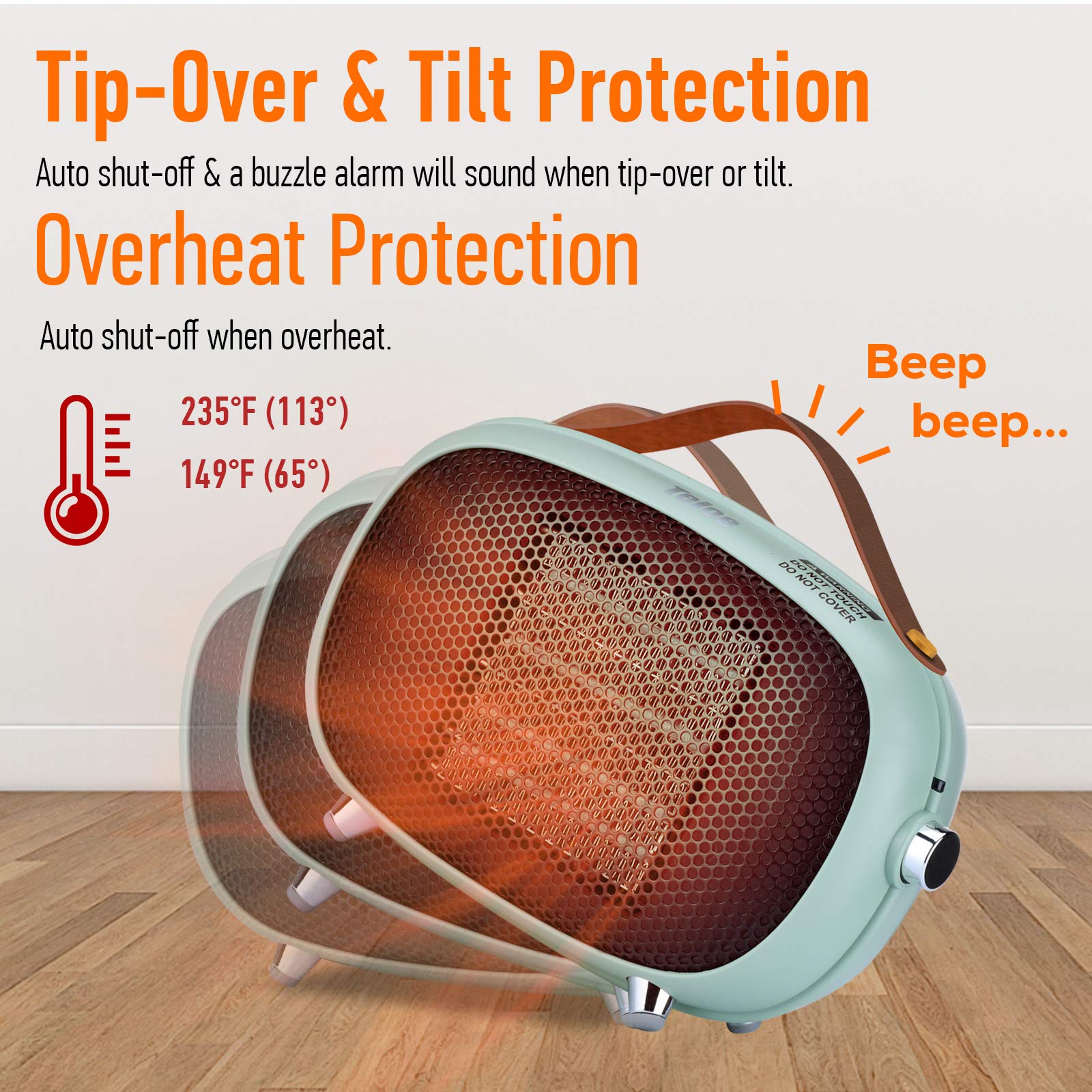 Teioe space heater tip over protection icon