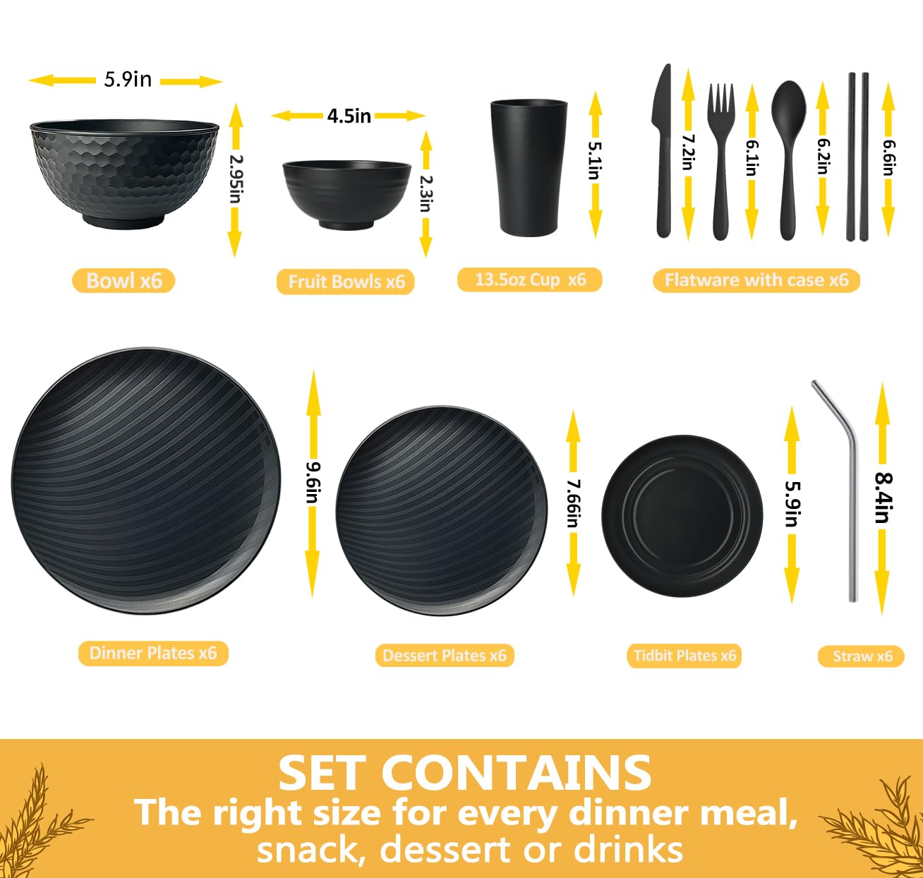 9.8 inch dinner plates from wheat straw Teivio set
