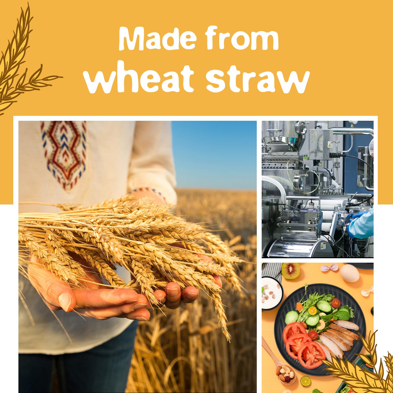 Dishwasher safe wheat straw dinnerware by Teivio black