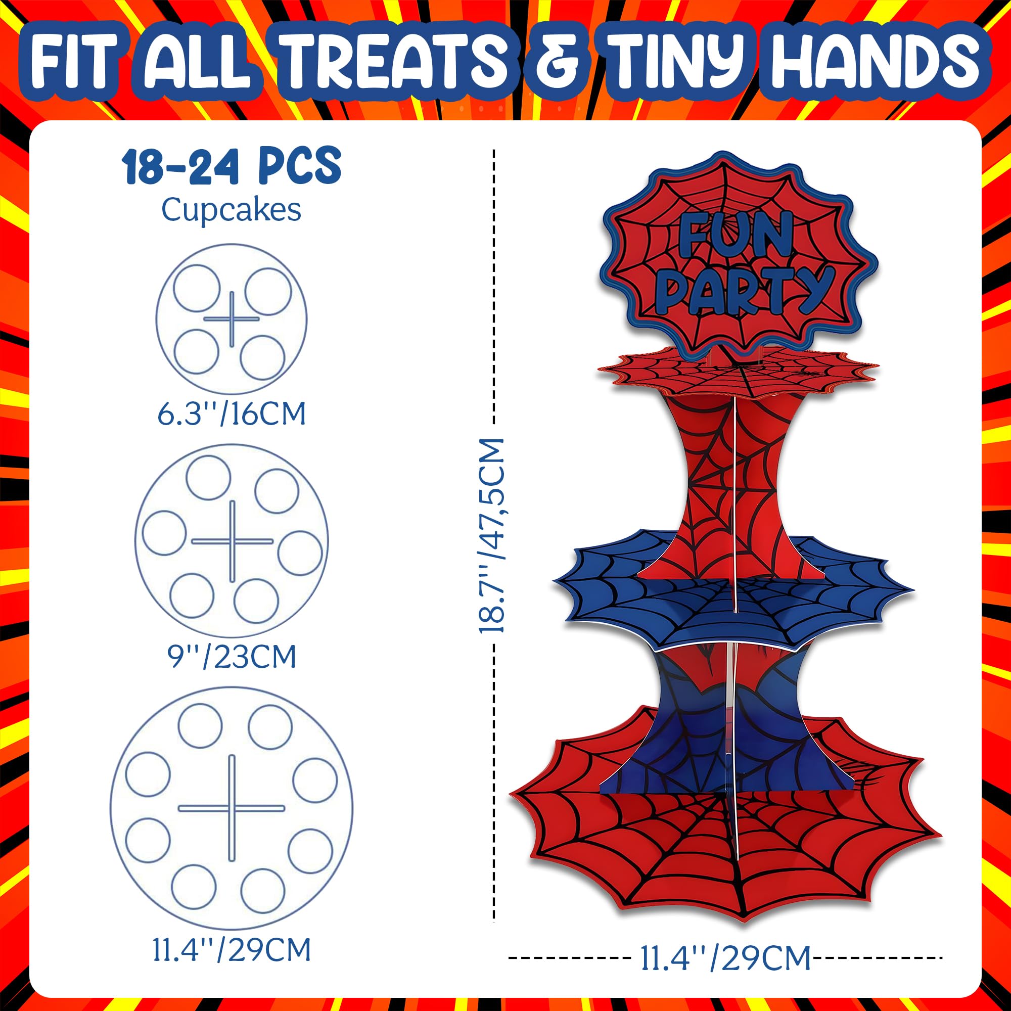 Spidey theme cardboard holder for party desserts