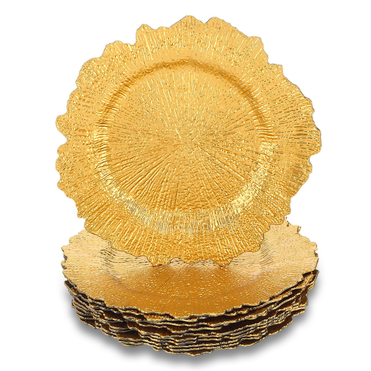 Telooco 12 pack gold charger plate 13 inch round plastic
