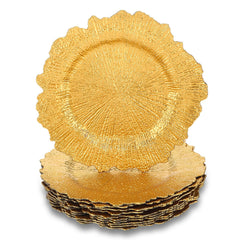 Telooco 12 pack gold charger plate 13 inch round plastic