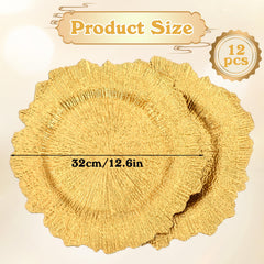 Gold round charger plate with reef texture for weddings