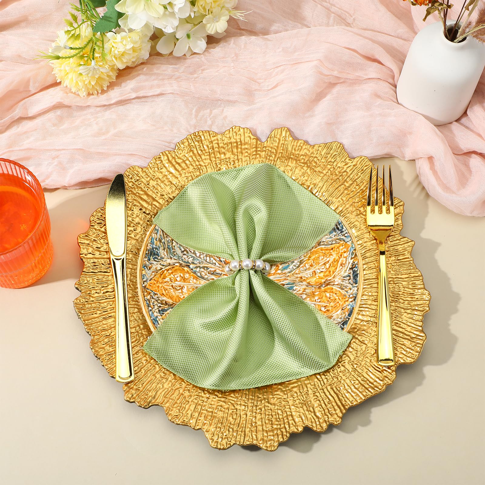 13 inch round gold charger plate for dinnerware display