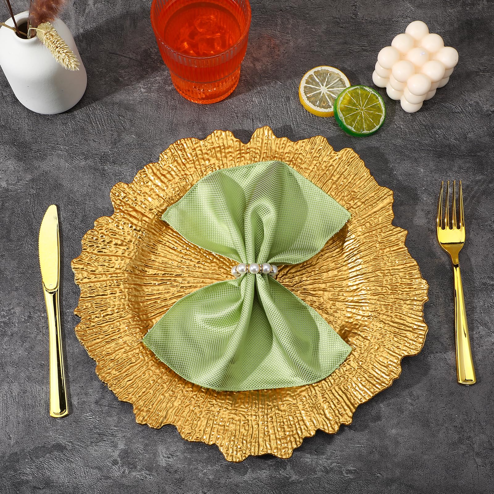 Wedding decor gold charger plates for table setting